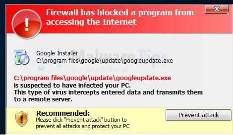 Изображение предупреждения брандмауэра Windows AntiVirus Booster