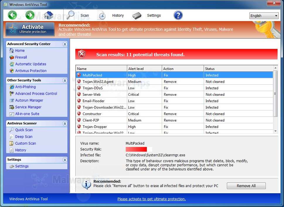 Изображение вируса Windows AntiVirus Tool