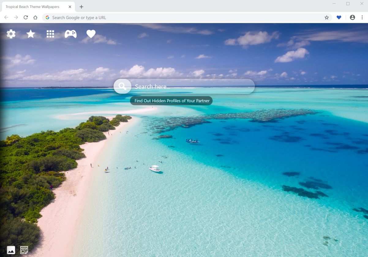 Изображение: Google Chrome перенаправлен на новую вкладку обоев с тропическим пляжем