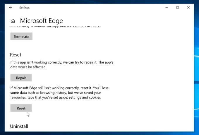Microsoft Edge Сбросьте настройки, чтобы удалить обои с темой тропического пляжа Новая вкладка