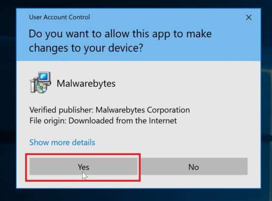 Windows запрашивает разрешение на запуск установщика Malwarebytes - Справочное руководство