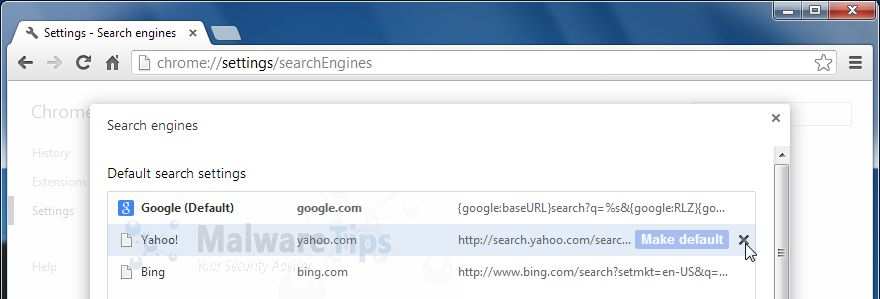 [Изображение: удаление Yahoo Search Chrome]