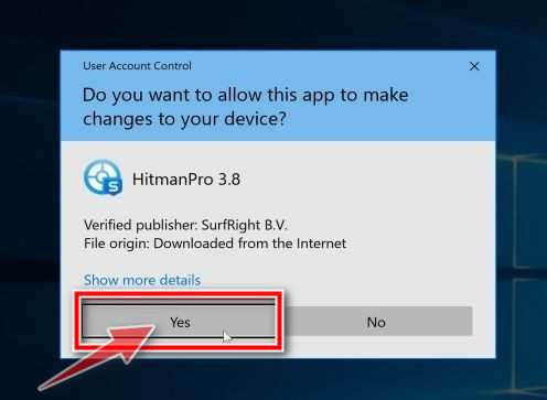 Windows запрашивает разрешения на запуск установочного файла HitmanPro - Справочное руководство