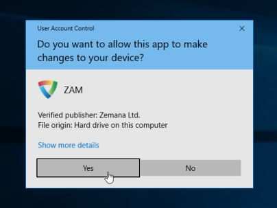 Zemana AntiMalware Контроль учетных записей пользователей