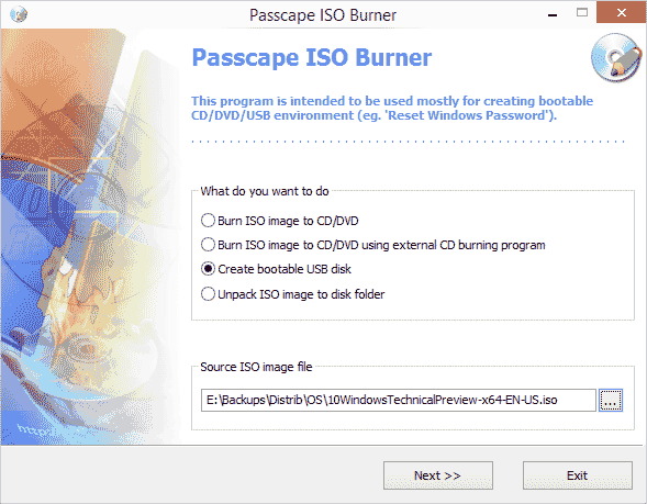Бесплатная запись дисков в Passcape ISO Burner