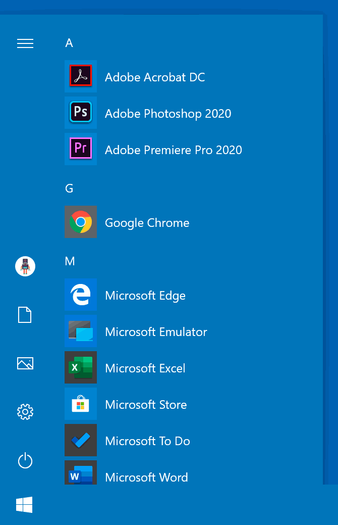 Цветное меню Пуск в Windows 10