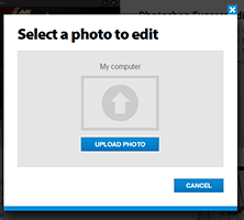 Загрузка фотографии в Photoshop Online Tools