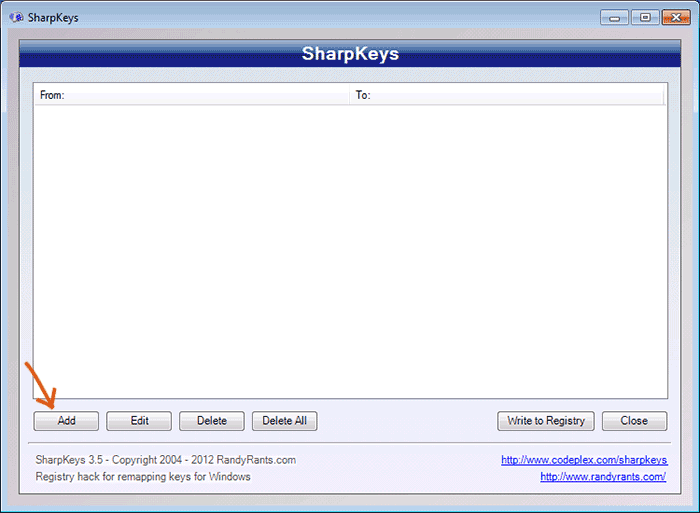 Программа SharpKeys для переназначения клавиш