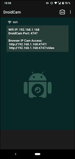 Приложение DroidCam на Android