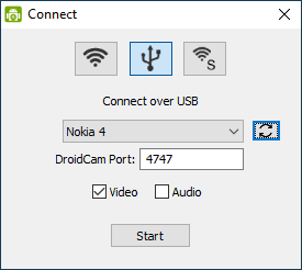 Подключение DroidCam по USB