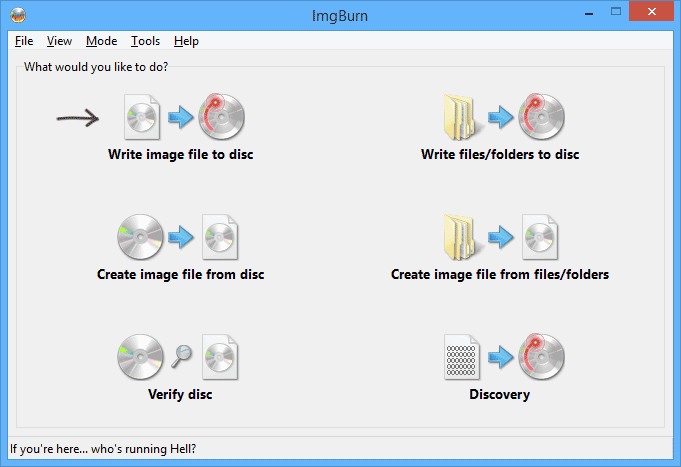 Запись образа диска в ImgBurn