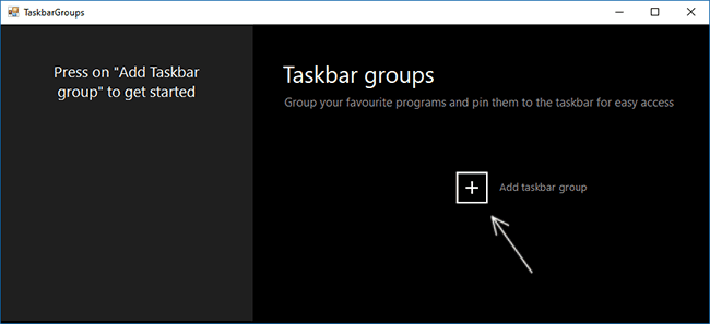 Главное окно Taskbar Groups
