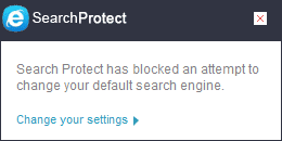 Уведомление Search Protect