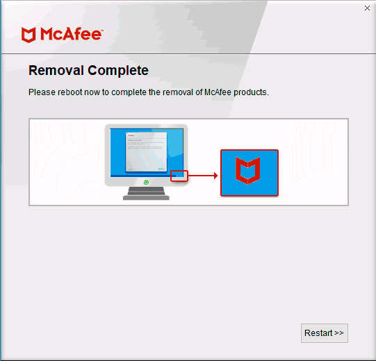 Перезагрузите компьютер, чтобы полностью удалить McAfee