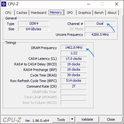 Частота памяти в программе CPU-Z