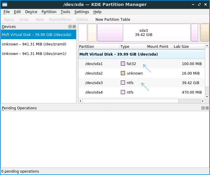 Файловая система в KDE Partition Manager