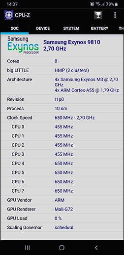 Какой процессор на телефоне в CPU-Z