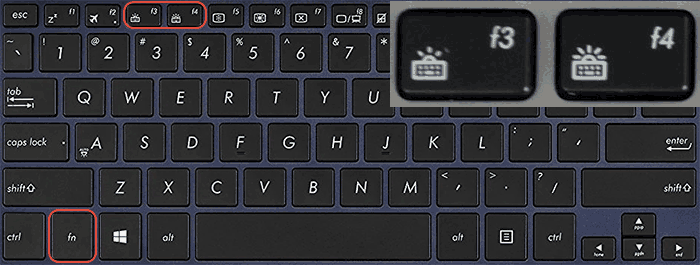 Клавиши включения подсветки клавиатуры ASUS
