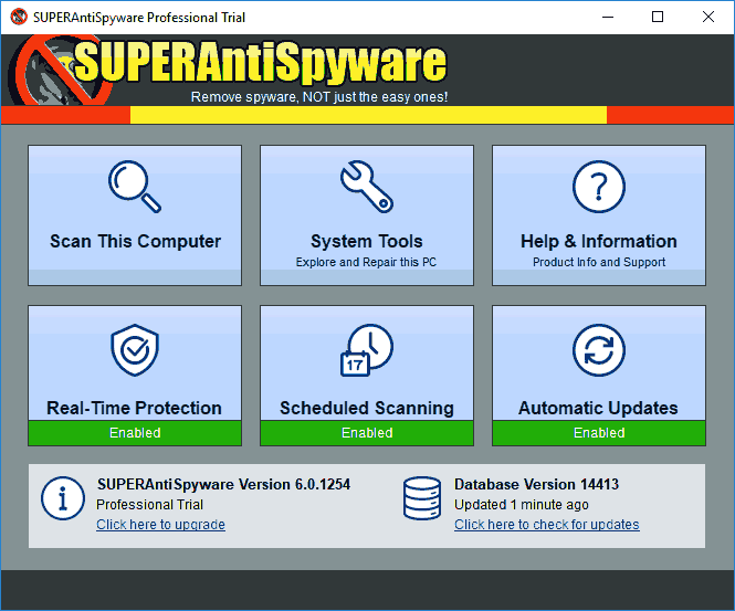 Главное окно SuperAntiSpyWare