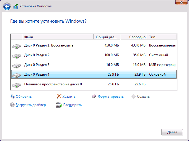 Системные разделы Windows 10 на GPT диске