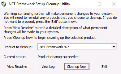 Утилита .NET Framework Cleanup Tool