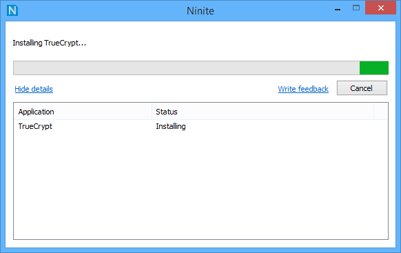 Процесс установки программы в Ninite