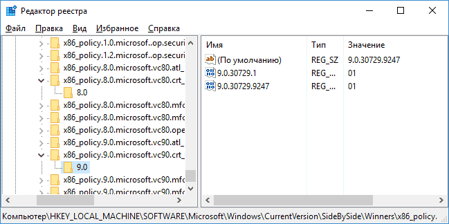 Параллельная конфигурация в реестре Windows