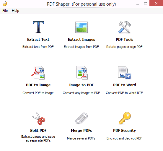 Главное окно PDF Shaper