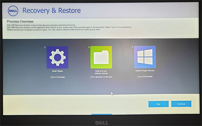 Восстановление системы в Dell Recovery and Restore
