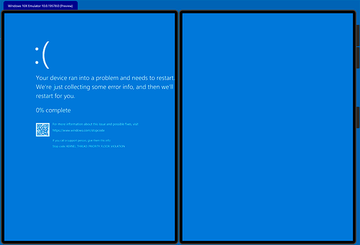 Синий экран BSOD в Windows 10X